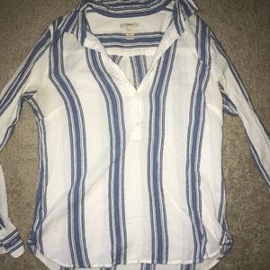 J CREW PEASANT BLOUSE, Striped, blue and white